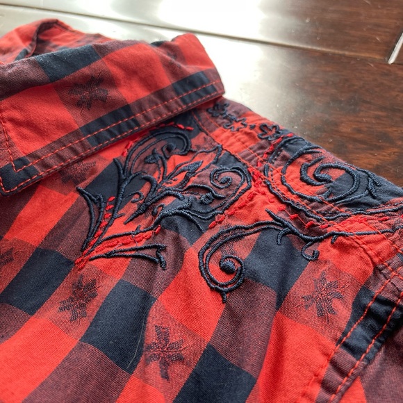 Vintage Red Brand Western Style Pearl Button Up Long Sleeved Shirt Medium - Picture 8 of 13